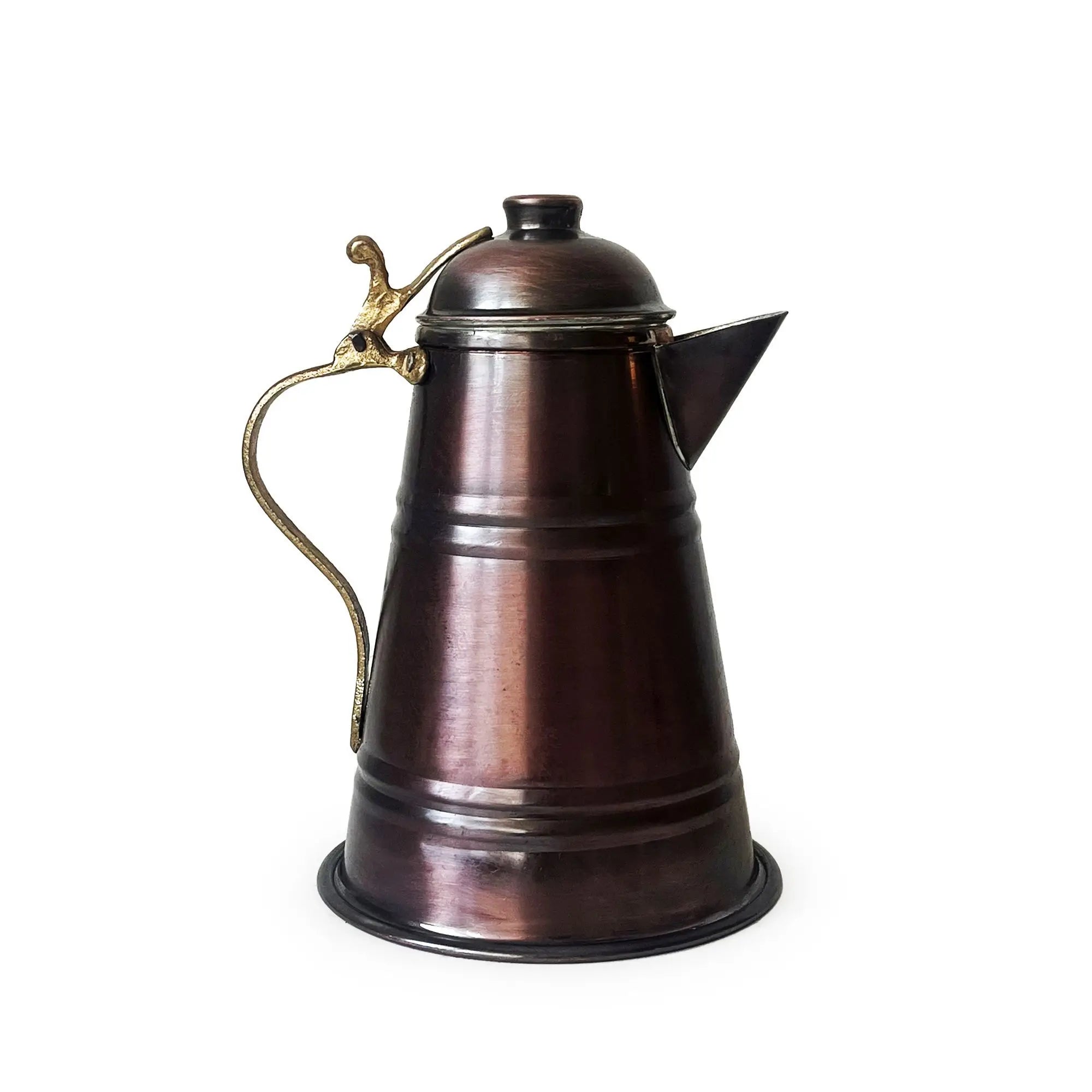 Copper Turkish Coffee Maker Anatolia Kervan OXIDE Color with Lid and Handle Classic Style 1050ml Capacity Beverage Serving Bowl