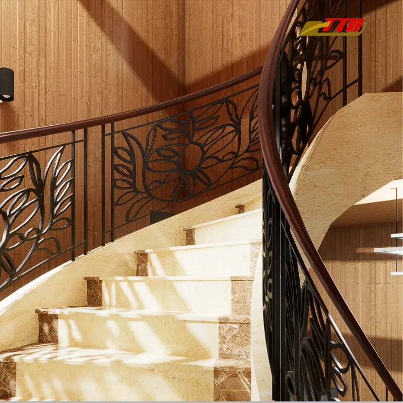 Elegant Artistic Wrought Iron Stair Railing Modern Timeless Craftsmanship for Stylish Safe Durable Villa Interior/Exterior Stair