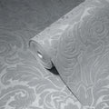 Made Germany Modern Luxury Velvet Flock Stripes Plaid Silver Grey Non Woven Wash-Resistant Light Resistant Wallpaper Rolls 1005