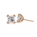 Certified Lab Grown Zircon Cuff Earrings Princess Cut Square Shape Brass Jewelry for Men's Party Occasion
