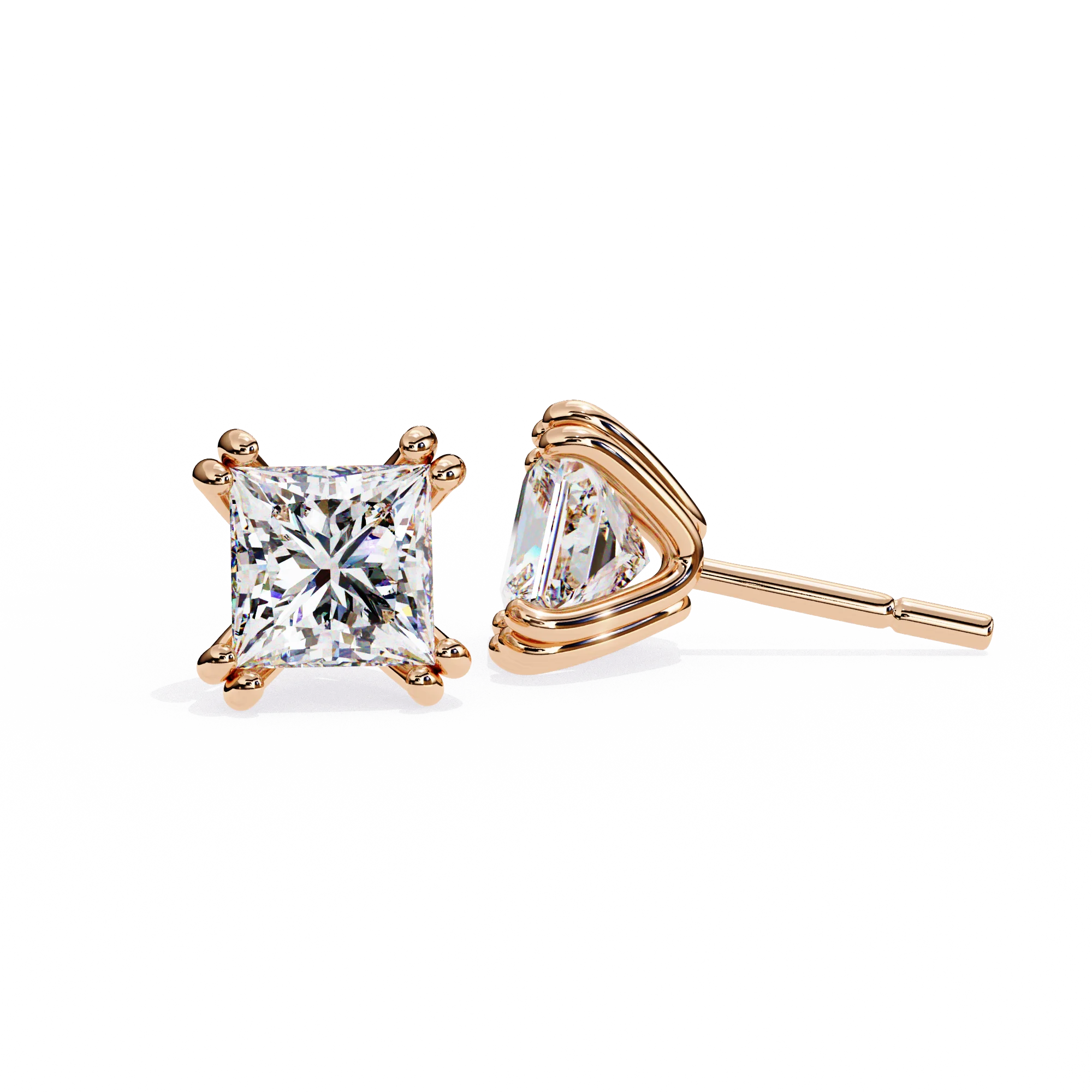 Certified Lab Grown Zircon Cuff Earrings Princess Cut Square Shape Brass Jewelry for Men's Party Occasion