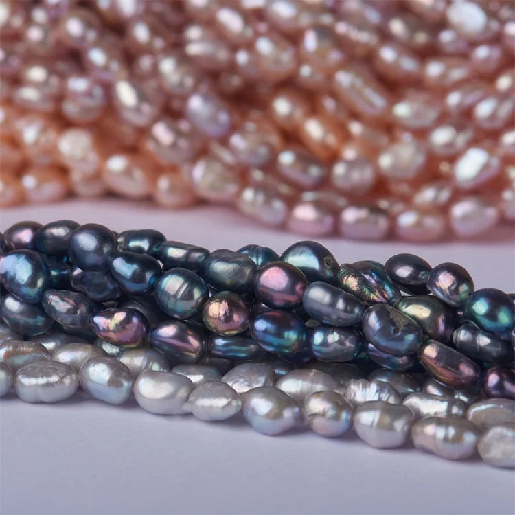 4A Natural Two-Sided Light Baroque Freshwater Pearl Strand Loose Pearls for Jewelry Making-Bracelets and Earrings