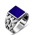 Men's Luxury 925 Sterling Silver Zircon Gemstone Ring Classic Style Anniversary Wedding Party Jewelry Turkish Bezel Setting