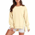 Women's Oversize Pullover Sweatshirt Custom Crewneck Long Sleeved Waterproof Jersey Solid Color Essentials Loose Hooded Winter