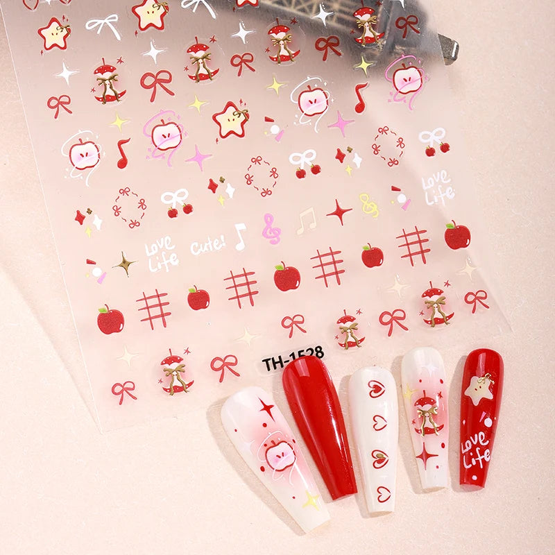 Factory Price Exquisite 3D Heart Valentine's Day Waterproof Non-Toxic Long-Lasting Nail Art Decals Environmentally Friendly