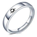 S925 Sterling Silver Open Ring for Men Romantic Sun Pattern Engagement Rings Rhodium Plated for Wedding and Parties MegaBDM