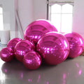 Hot Pink Inflatable Mirror Ball Giant Magenta Reflective Sphere Ballooned Boog Shiny Disco Ball for Birthday Wedding Party Decor