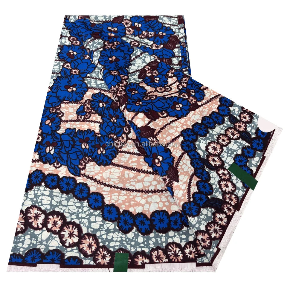 Newly Wholesale 100% Cotton Super Fabric Quality Ankara Holland Fabrics Print Wax 6 Yards Super Batik Africa Cloth Flower Design