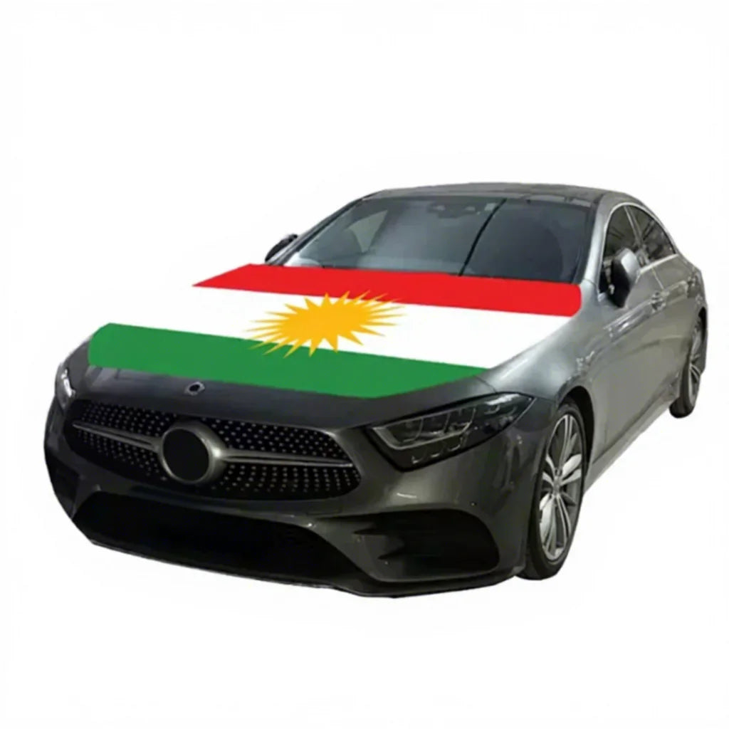 Custom 115x155cm Elastic Kurdistan Bonnet Banner Man Slip-On Washable Super Elastic Weatherproof Fabric Car Hood Cover