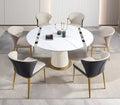Modern Adjust Expanding Dining Table Set Round Rectangle Extendable Rock Slab Dining Room Furniture Sets With Carbon Steel Base