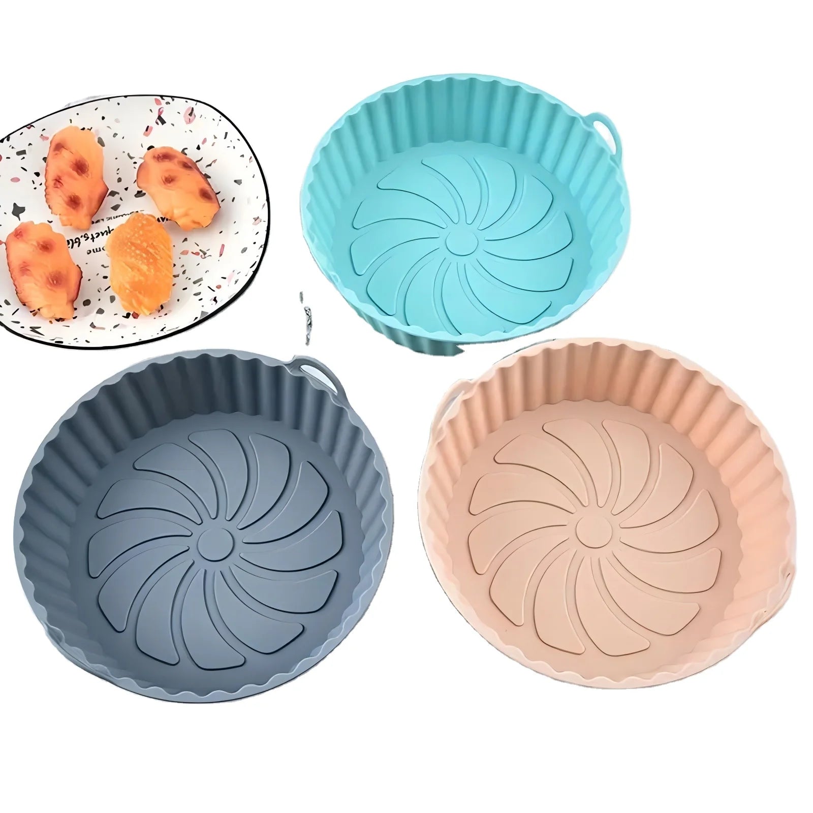 Wholesale Kitchen Reusable Silicone Air Fryer Liner Non-Stick Steamer Pad Air Fryer Accessory Baking Liners