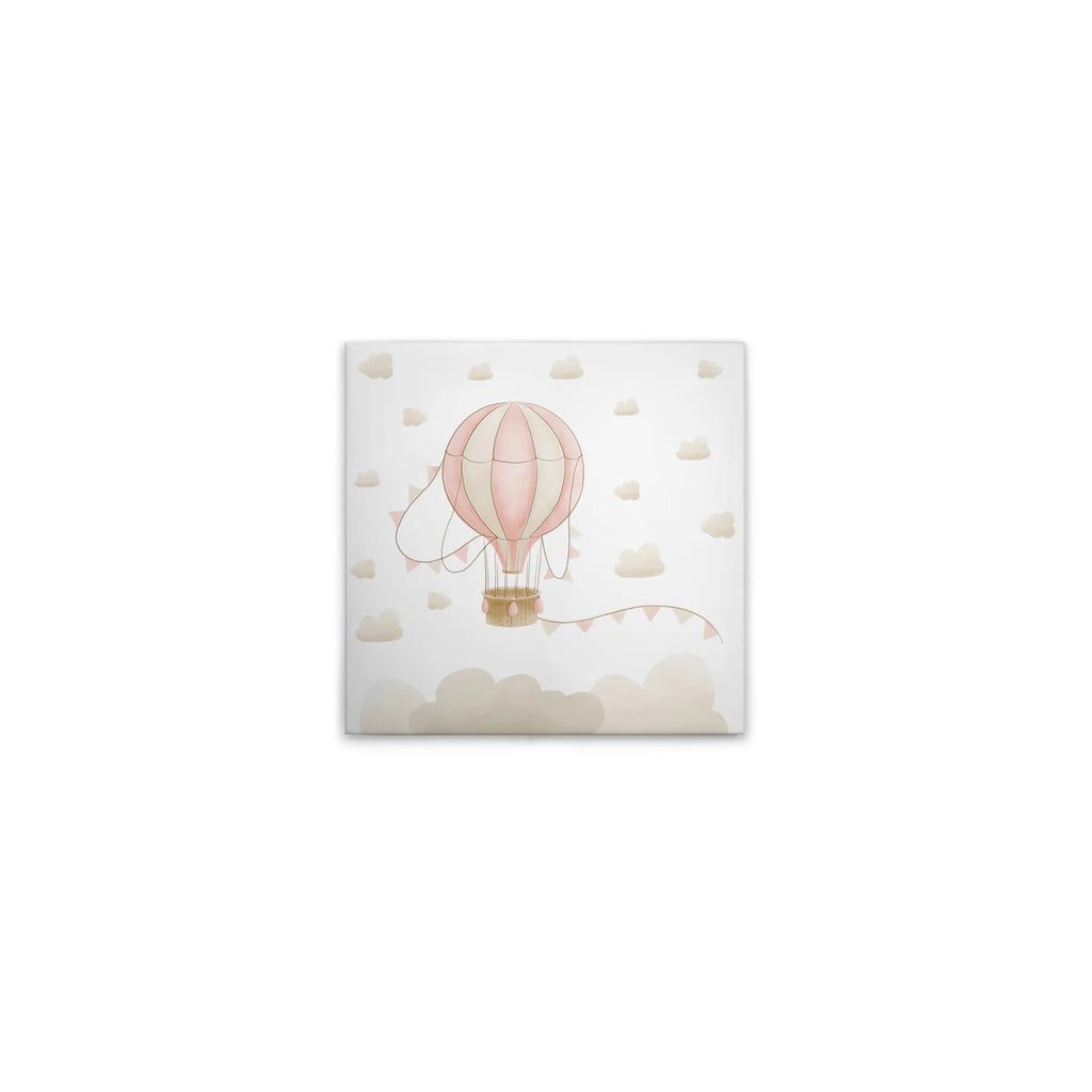Made In Germany - Home Decor Canvas Picture Hot Air Balloon With Clouds Pink - Beige Pink Wall Art - Stretcher Frame Art