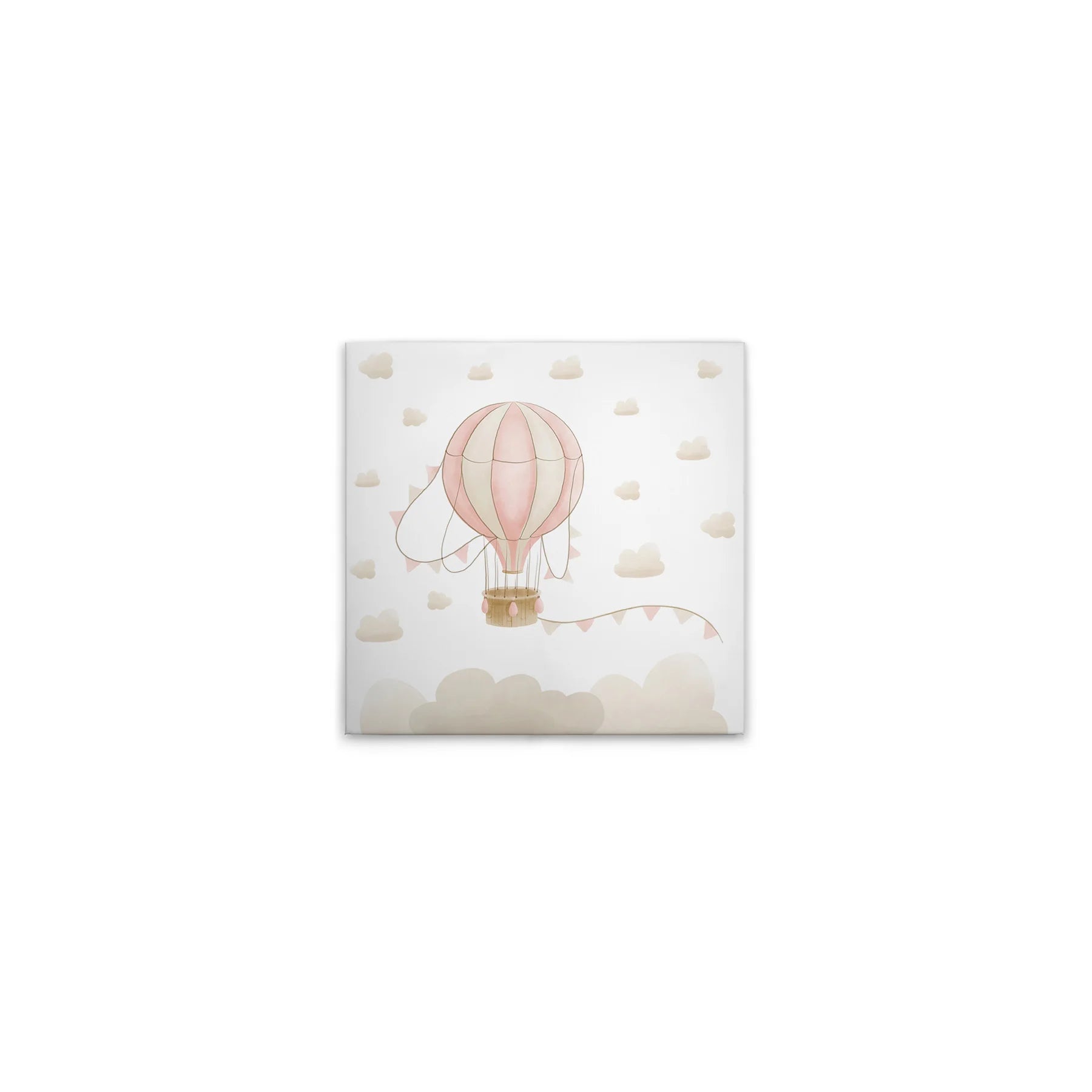 Made In Germany - Home Decor Canvas Picture Hot Air Balloon With Clouds Pink - Beige Pink Wall Art - Stretcher Frame Art