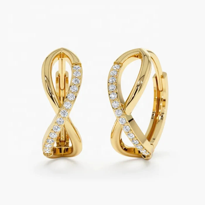 New Arrival 925 Sterling Silver 14/18K Gold Plated Vermeil Trend 2024 Tiny Fine Jewelry CZ Diamond Infinity Hoop Earring Women