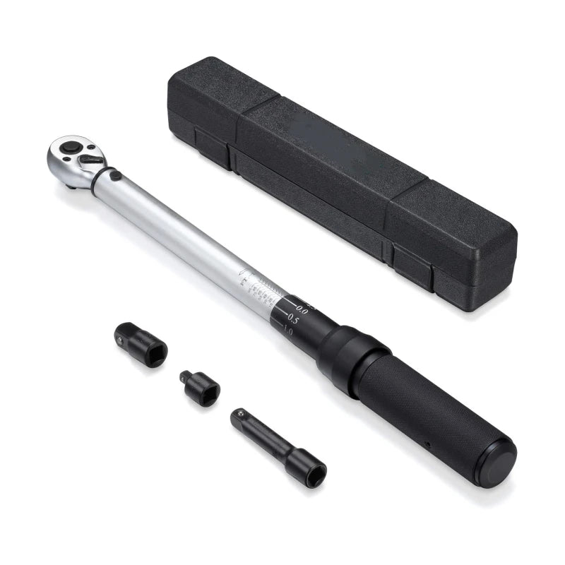 4pcs 3/8" Drive 10-100ft.lb 15-135Nm Click Torque Wrench Set with Storage Case Dual-Direction Adjustable Torque Wrench Set