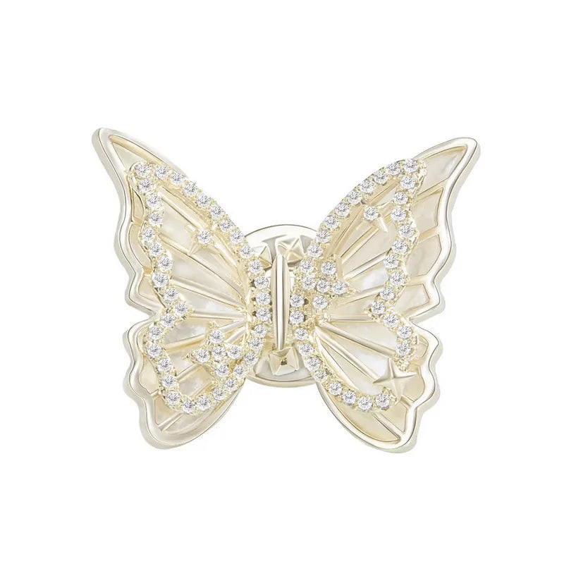 Wholesale Women Bridal Crystal Rhinestone Shell Wedding Party Gold butterfly Brooch