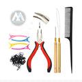YANTAISIYU Hair Extensions Kit 500 Black Silicone Micro Lined Beads Loop Needle Threader Pulling Hook Needle Extension Pliers 1
