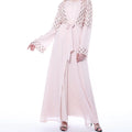 Women Muslim Kaftan Abaya Long Sleeve Maxi Dress Middle East Dubai Sequin Chiffon Robe Saudi Arab Islamic Clothing