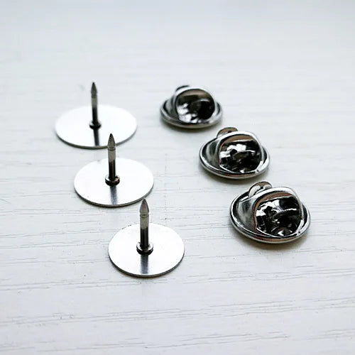 Brooch 10 12 14mm Stainless Steel with Tray Bottom Flat Piece Blank Brooch Pin Badge Clothing Bag Decor DIY Accessories Making