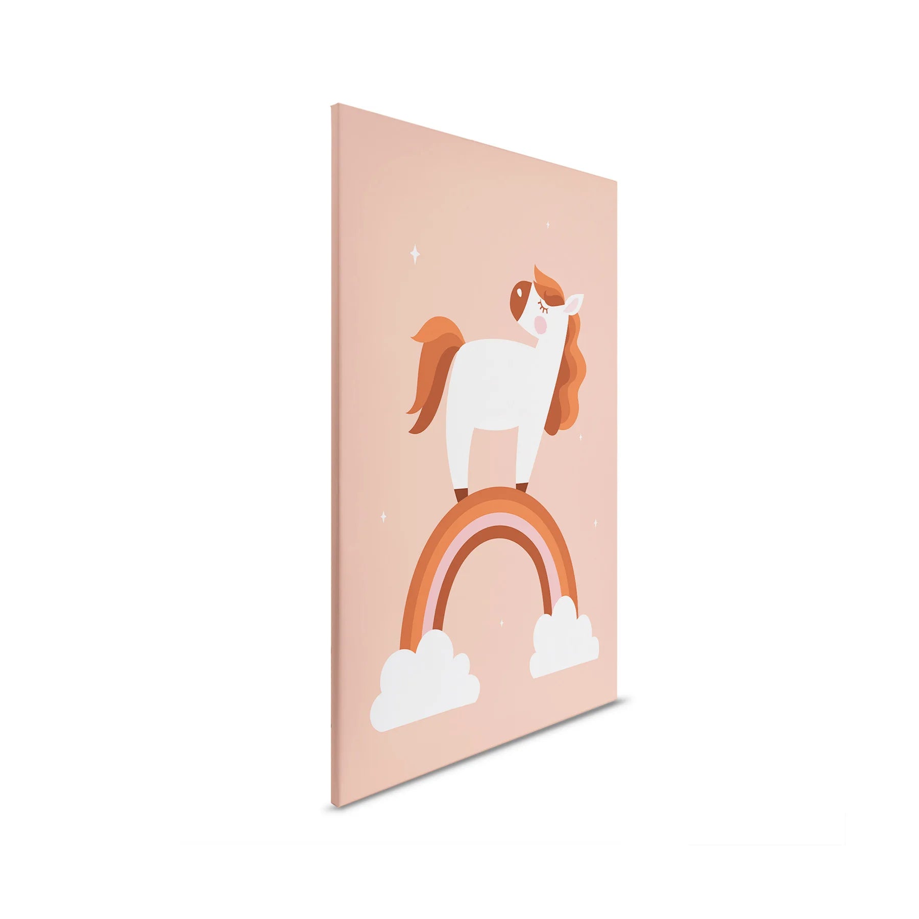 Made In Germany - Home Decor Canvas Picture Unicorn Pink Rainbow - Wall Painting Mural In Pink And White - Stretcher Frame Art