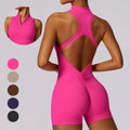 Yoga V Cut Rompers Scrunch Butt Yoga Sets Racerback Jumpsuit for Women Fitness Gym Clothing Workout Open Back Sports Suit