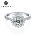 Trendy Luxury Fashion Women's 1ct Moissanite Ring 1.0ct 1 Carat 6.5mm S925 Sterling Silver Sunflower Shape Jewelry for Women