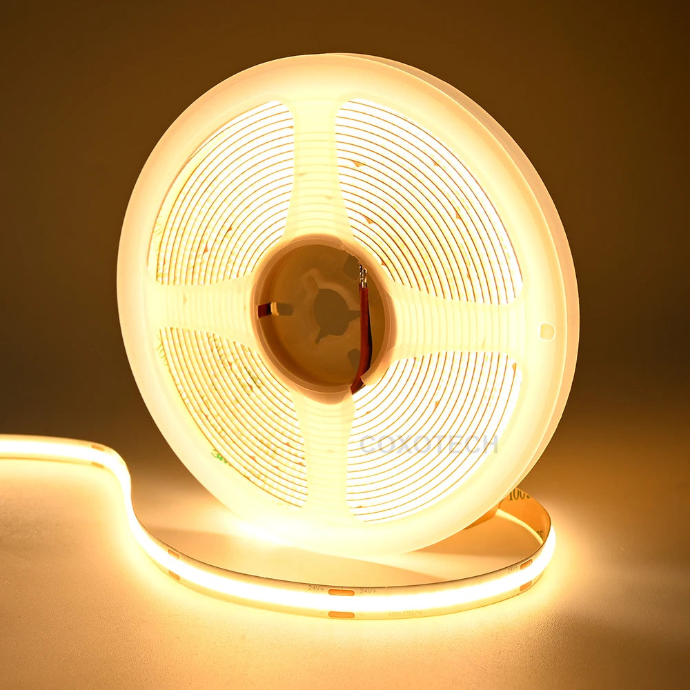 COXO Cob Led Strip for Furniture Ceiling Commercial 24 Volt 10w 12v 3000k 6500k White 5 Meter 10m 5m Bendable Cob Led Strip
