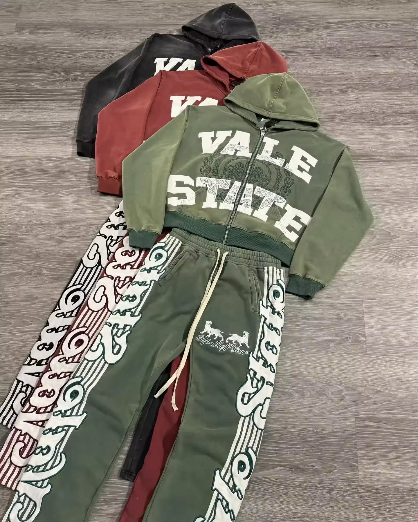Custom Acid Wash Flared Pants Sweatshirt 500 GSM Straight Leg Joggers Faux Old Sweatshirt Hoodie Suit for Men for Autumn Season