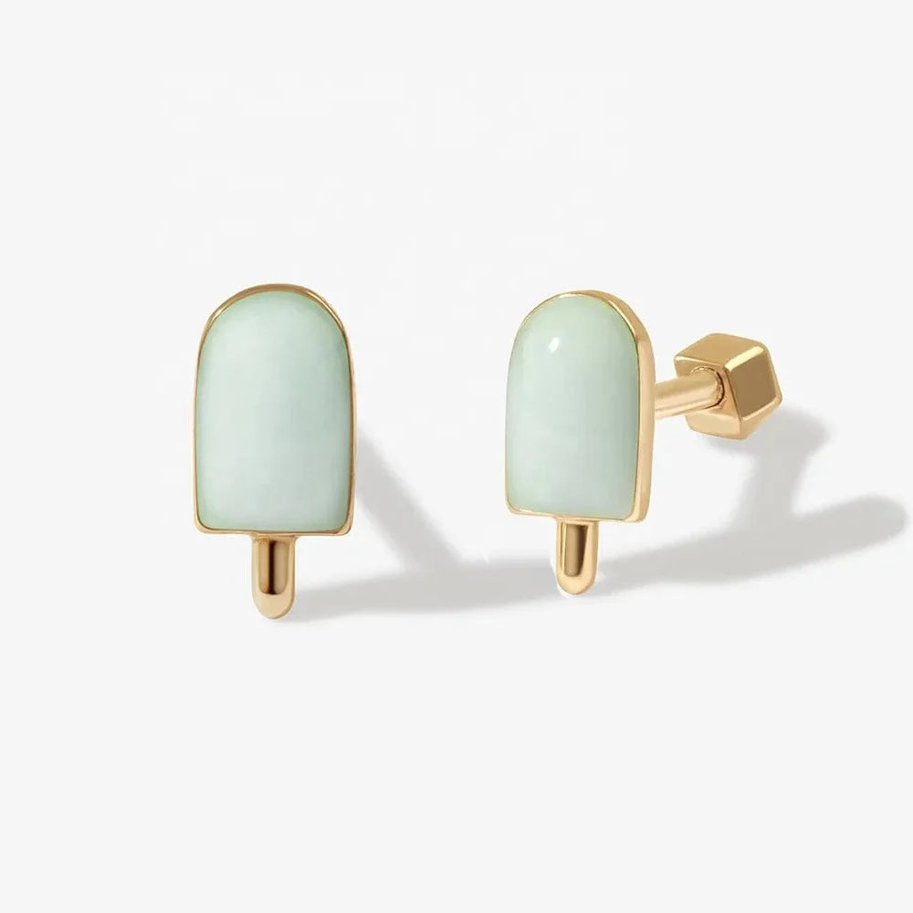 LOZRUNVE Custom Jewelry Factory Colorful Enamel Ice Cream Cute Stud Piercing Earring for Women Girls