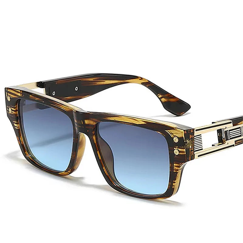 Logo Custom 2025 Fashion Men Women Hollow Big Frame Driving Sunglasses UV400 Rivets Square Gradient Sun Glasses