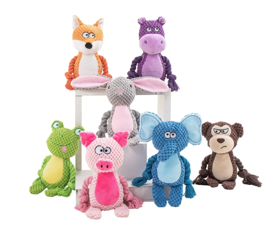 Cute Soft Pet Squeaks Toy Plush Pet Dog Toy Round Cartoon Squeaky Dog Toys