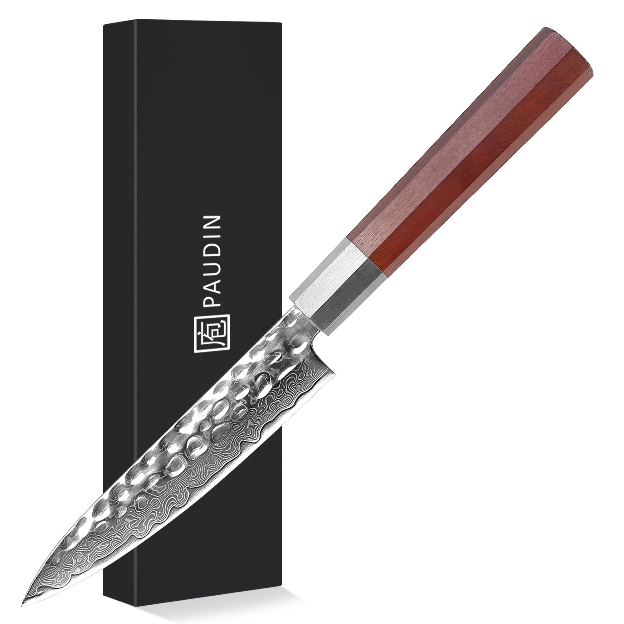 Paudin 5 Inches Kitchen Knife 67 Layers Damascus Knives for Fruit Wood Handle Utility Knife 5"