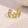 Dreamshow Zircon Jewelry Star Fashion Rings for Women 18k Gold Plated Jewelry Stainless Steel Open Ring MegaBDM