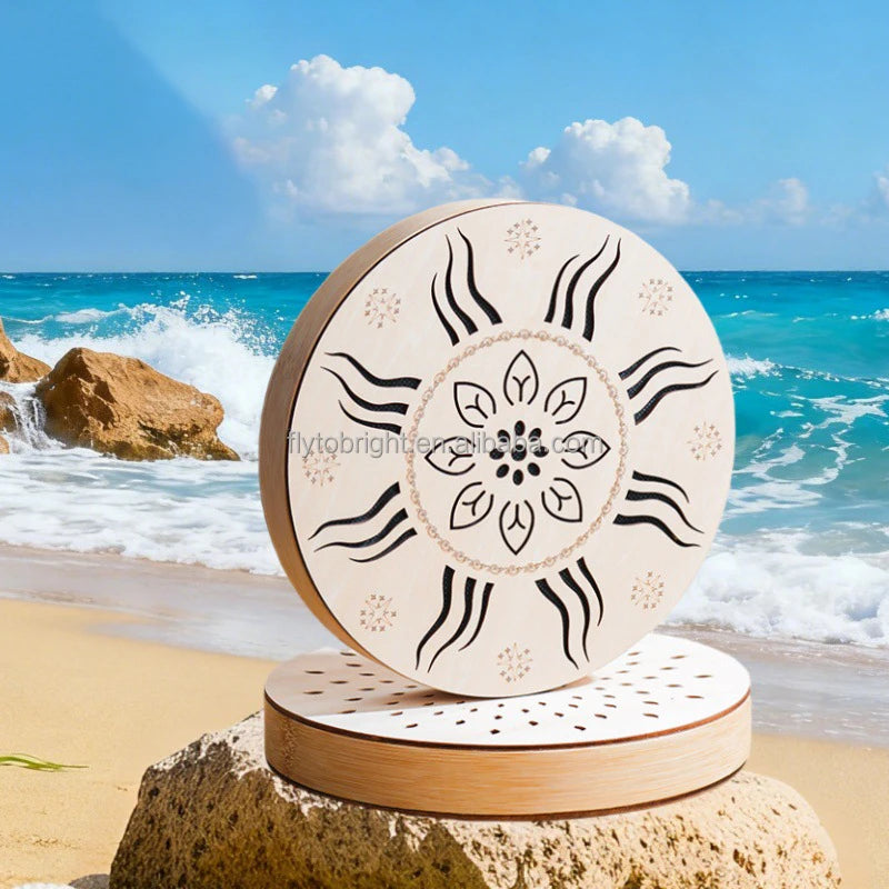 8 Inch Wood Handmade Percussion Stream Ocean Sea Drum for Sound Therapy Healing Yoga and Meditation with Sound of Natural Rivers