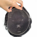 90% Light Density Full Fine Swiss Lace Real Natural Human Remy Hair Men Toupee With Knots Good Bleached MegaBDM