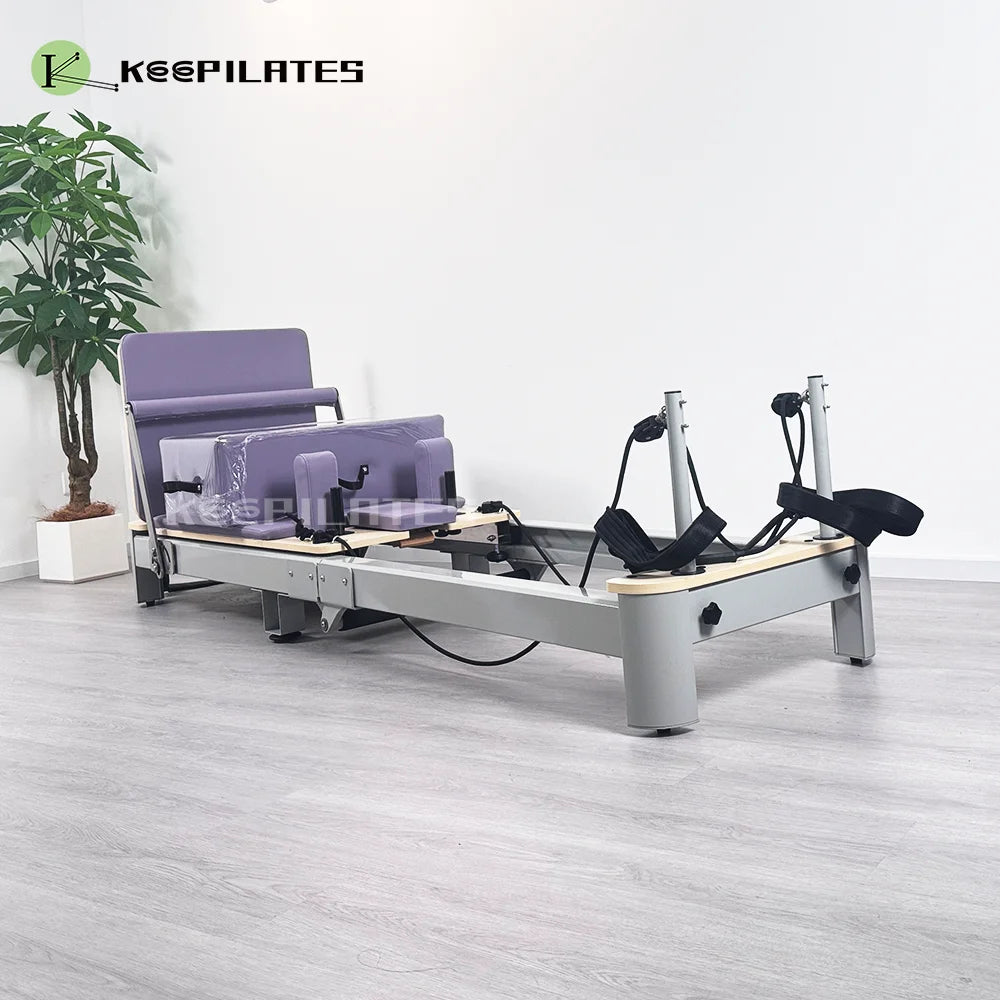 Factory Direct Sale Aluminum Alloy purple Space-saving Cost-effective Customized Folding Pilate Reform for Yoga Exercise