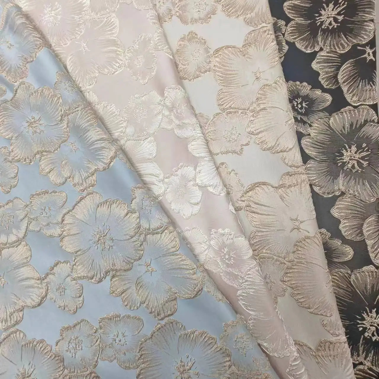 Luxury Yarn-Dyed Jacquard Fabric with 3D Bauhinia Flower Relief Vintage Style Textured Material for Dresses Coats Bags