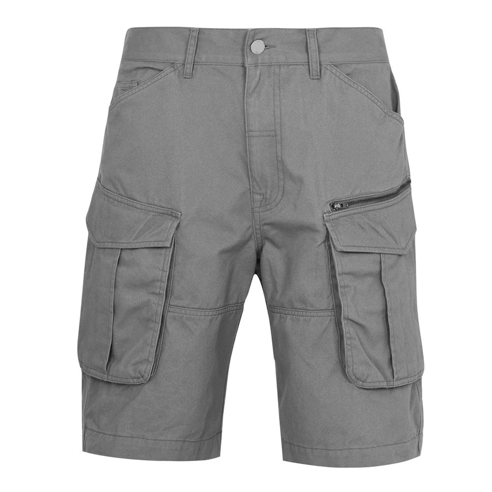 New Elastic Waistband Casual Men's Cargo Shorts Multi Pockets Breathable Eco-Friendly Cotton/Polyester High Street Fashion Low
