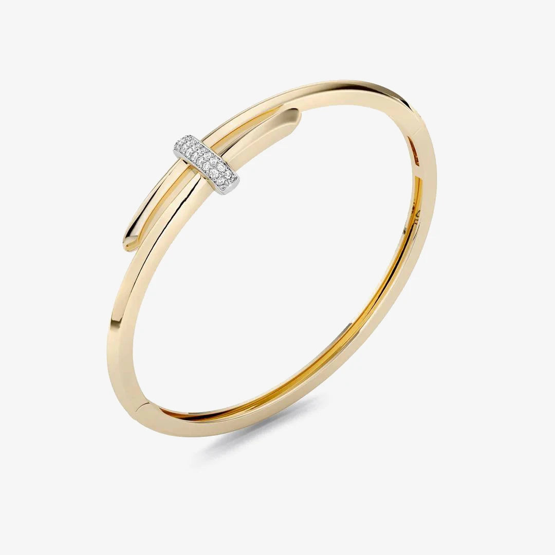 Nail Cross Pave CZ 925 Sterling Silver Women Jewelry Gold Plated Designer Bangle Bracelet