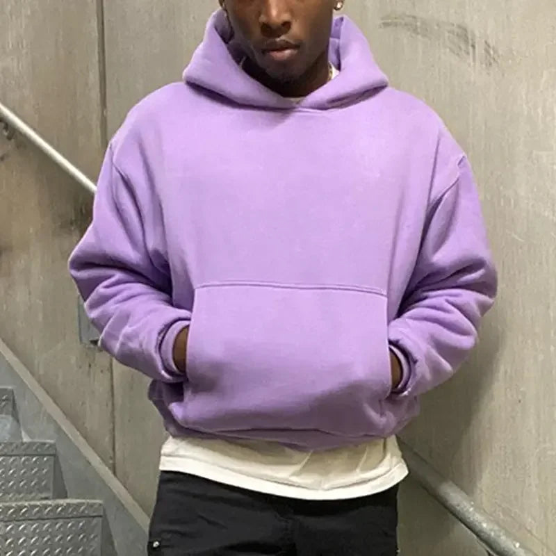 Custom Logo Drop No String Blank Plain 100% Cotton Heavyweight Printed Fleece Lined Pullover Men's Hoodies & Sweatshirts