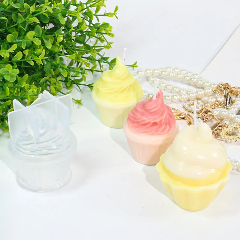 Cupcake Shape Soap Ice Cream Shape Silicone Mold Swirl Handmade Aromatherapy Molds for Dessert Candle Soap Wax Resin Clay Craft