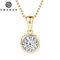 Simple Korean Jewelry 925 Sterling Silver 6.5mm 1ct Round Bezel Moissanite Pendant Necklace for Women