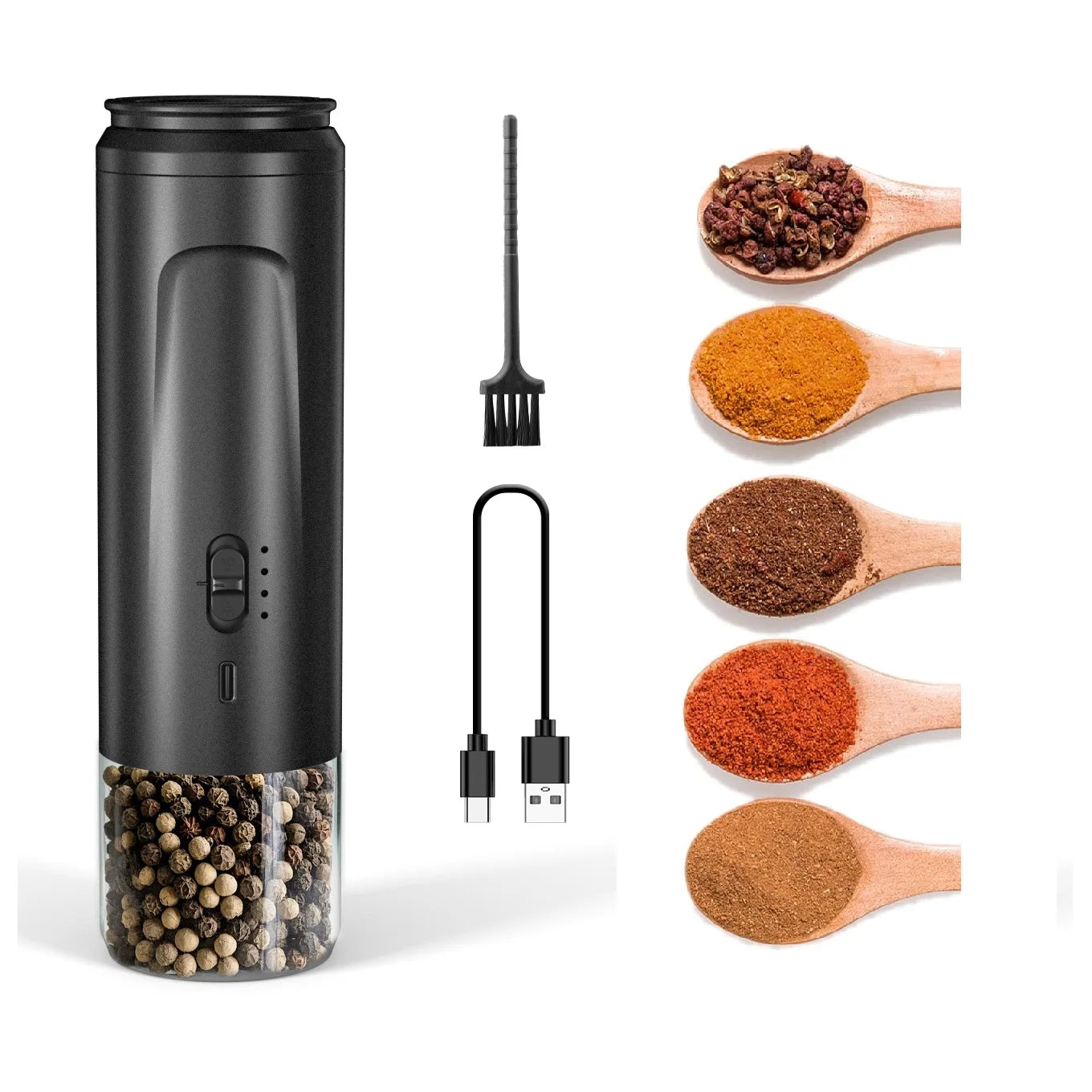 NEW Rechargeable USB Electric Salt Pepper Grinder Set Adjustable Coarseness Kitchen Mills Charging Base Automatic Pepper Mill