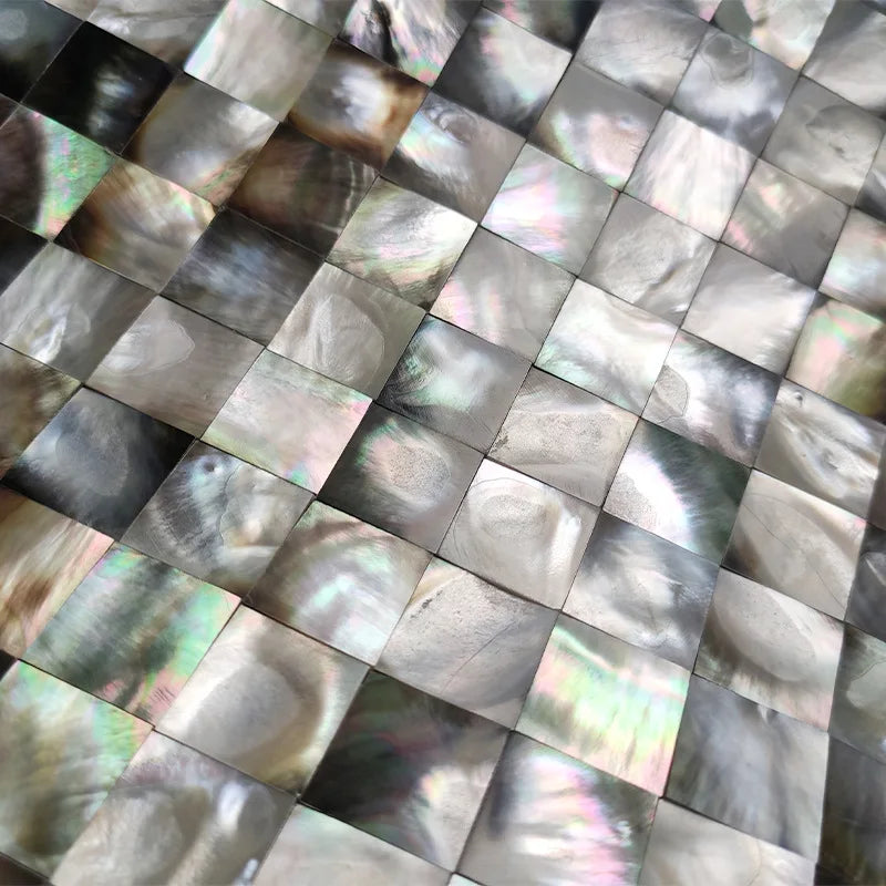 Wholesale Eco-friendly Natural Shell Square Mosaic Black Mother Pearl Tile for Home Hotel Bathroom Wall Kitchen Decor
