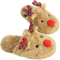 Funny Indoor Home Fluffy Plush Warm Winter Bedroom Womens Light Weight Cute Cartoon Christmas Reindeer Antlers