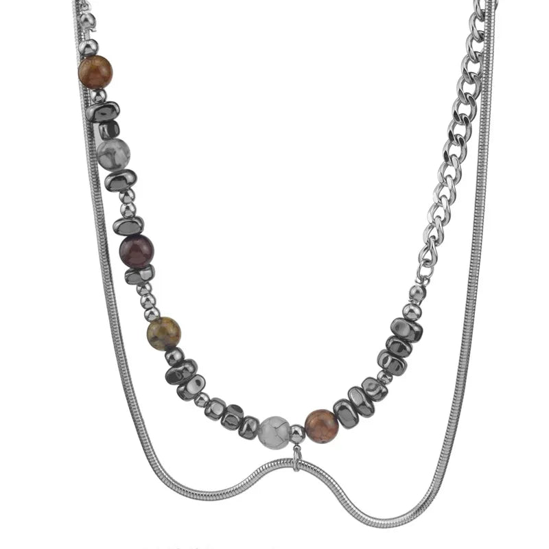 Fenyi Wholesale Jewelry Fashion Retro Hip-hop Men and Women Couple Irregular Splicing Chain Special-shaped Stacking Necklace