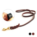 Copper Hook Heavy Duty Handmade Braided Leather Dog Twisted Strong Training Leash for Large Dogs
