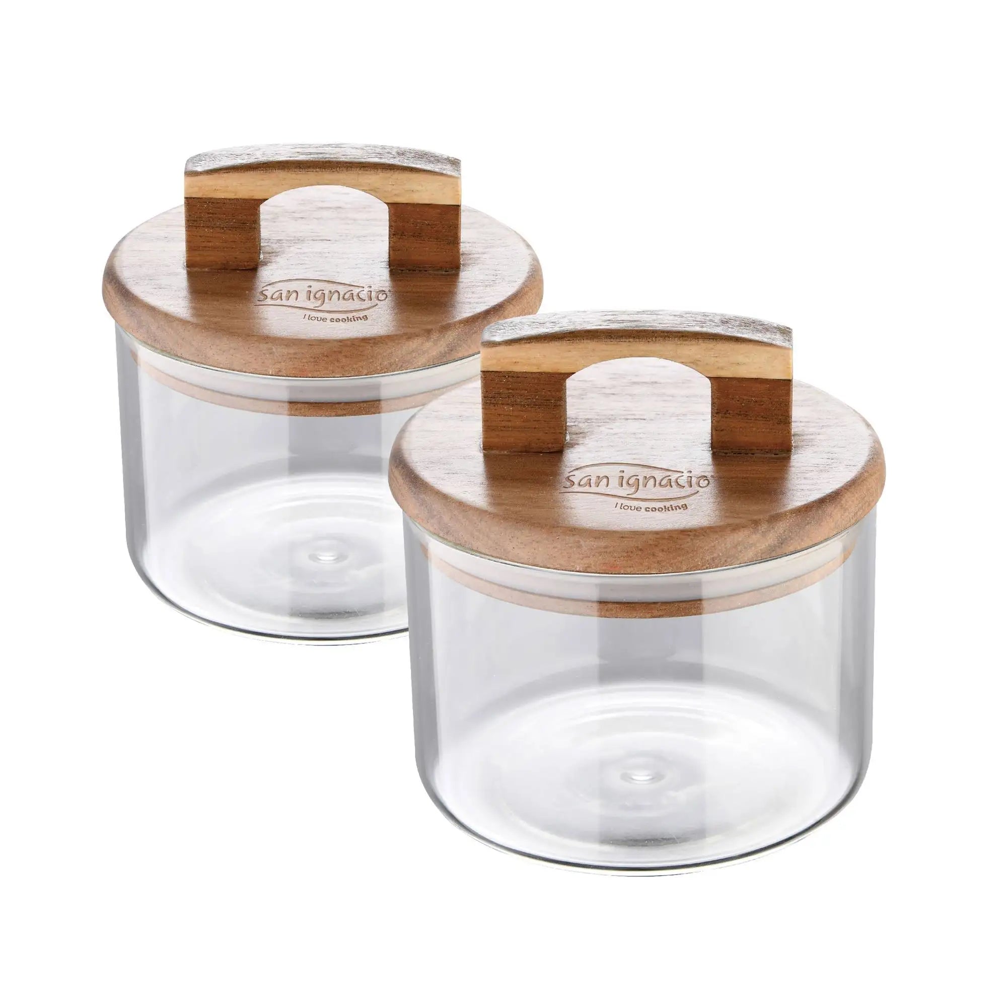 Set of 400ml + 500ml Borosilicate Glass Jars and Acacia Wood Lids NOIA San Ignacio