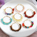 Bohemian Exaggerated Earrings Handmade Natural Gemstone Jewelry Temperament Chips Big Hoop Crystal Earrings for Women Girls