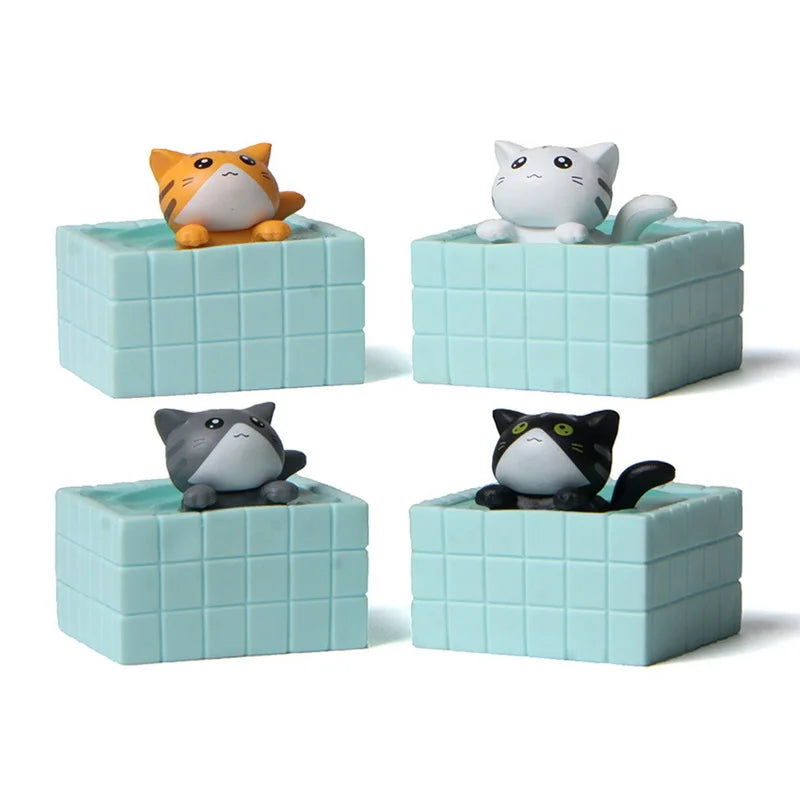 3D Miniature Bathing Cat Doll Home Table Decoration Terrarium Micro Landscape Ornament